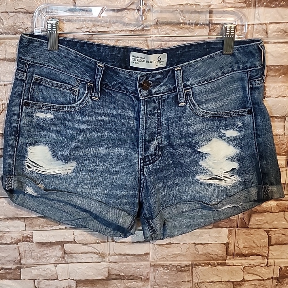Abercrombie Fitch Boyfriend Short  Blue Denim Shorts Low Rise